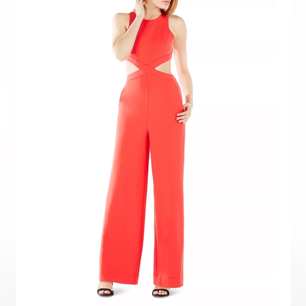 Bcbgmaxazria jumpsuit color red berry.